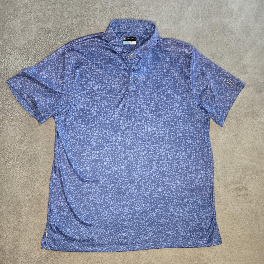 PGA Tour Pro Series Polo Shirt Mens XL Blue Short Sleeve Geometric Golf